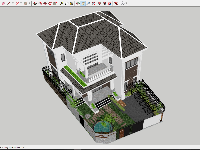 Biệt thự 2 tầng mái Nhật 10x12m file autocad và sketchup